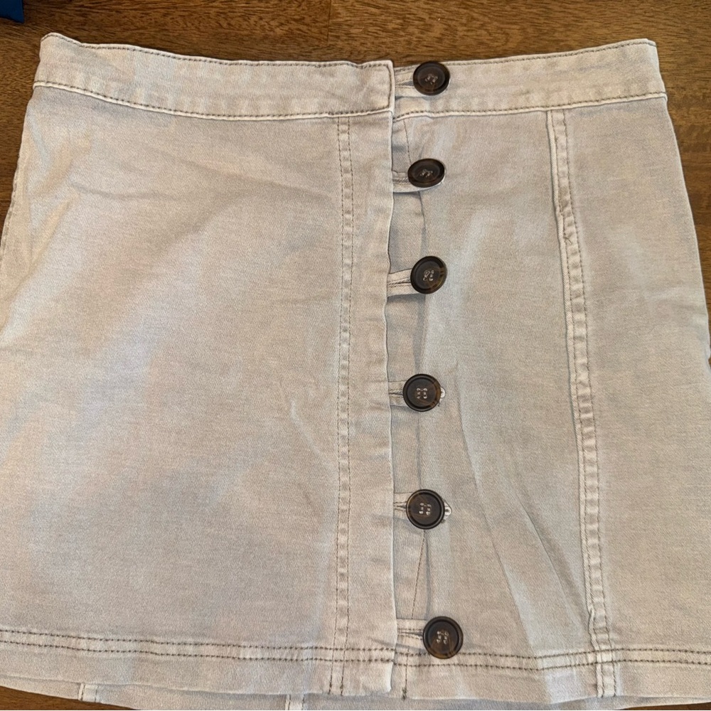 Altar'd State Cream Button-Front Mini Skirt